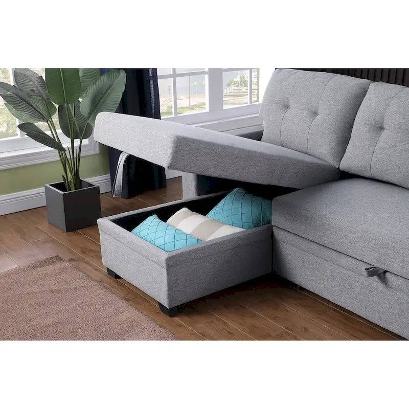 Polster-Ecksofa mit Ausziehfunktion und Recamiere
