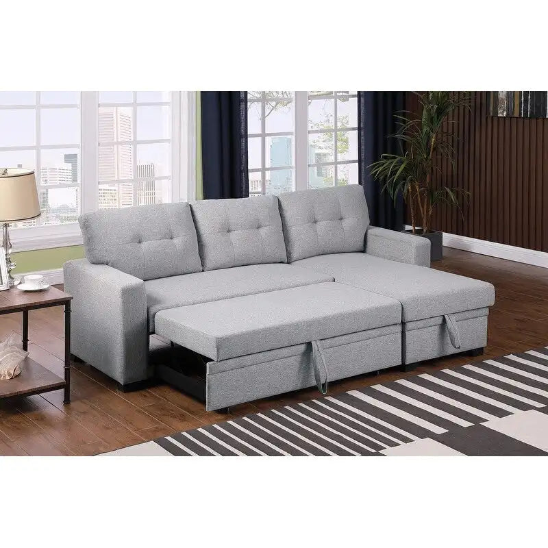 Polster-Ecksofa mit Ausziehfunktion und Recamiere