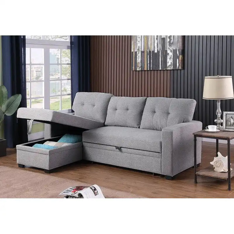 Polster-Ecksofa mit Ausziehfunktion und Recamiere