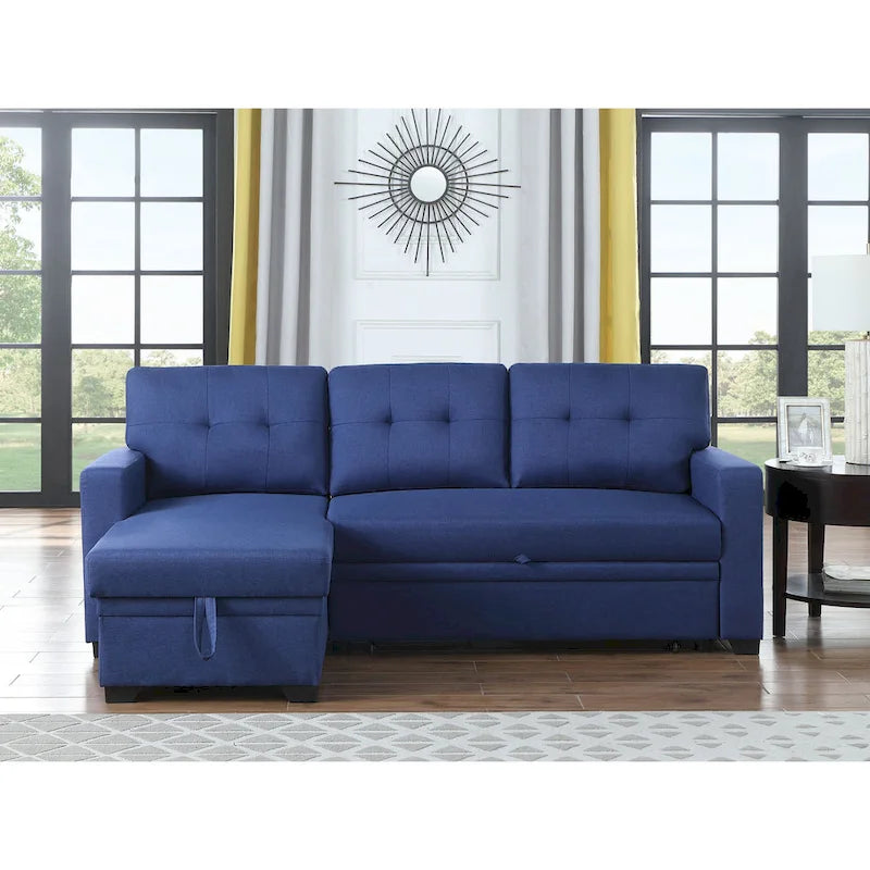 Polster-Ecksofa mit Ausziehfunktion und Recamiere