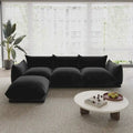 104 L-förmiges Chenille-Modulsofa, modernes, halbfestes Sofa mit Ottomane