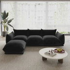 104 L-förmiges Chenille-Modulsofa, modernes, halbfestes Sofa mit Ottomane