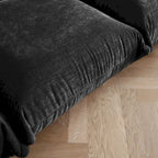 104 L-förmiges Chenille-Modulsofa, modernes, halbfestes Sofa mit Ottomane