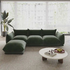 104 L-förmiges Chenille-Modulsofa, modernes, halbfestes Sofa mit Ottomane