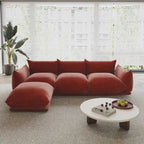 104 L-förmiges Chenille-Modulsofa, modernes, halbfestes Sofa mit Ottomane