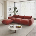 104 L-förmiges Chenille-Modulsofa, modernes, halbfestes Sofa mit Ottomane