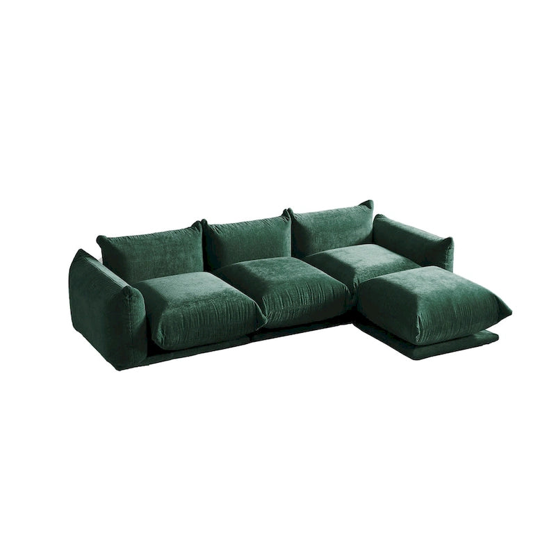 104 L-förmiges Chenille-Modulsofa, modernes, halbfestes Sofa mit Ottomane