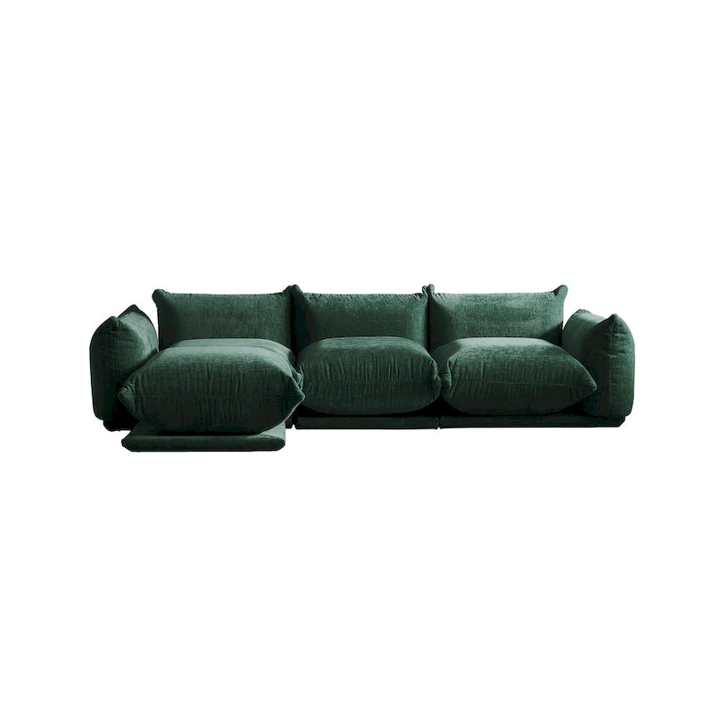 104 L-förmiges Chenille-Modulsofa, modernes, halbfestes Sofa mit Ottomane