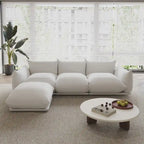 104 L-förmiges Chenille-Modulsofa, modernes, halbfestes Sofa mit Ottomane