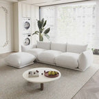 104 L-förmiges Chenille-Modulsofa, modernes, halbfestes Sofa mit Ottomane