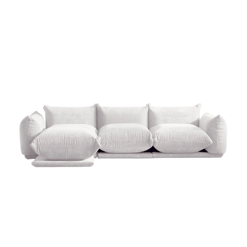 104 L-förmiges Chenille-Modulsofa, modernes, halbfestes Sofa mit Ottomane