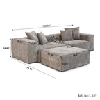 Sektional-Sofa mit 4 Kissen, Modernes luxuriöses modulares Sektional-Sofa mit Chaiselongue-Hockern
