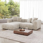 Sektional-Sofa mit 4 Kissen, Modernes luxuriöses modulares Sektional-Sofa mit Chaiselongue-Hockern