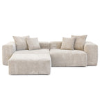 Sektional-Sofa mit 4 Kissen, Modernes luxuriöses modulares Sektional-Sofa mit Chaiselongue-Hockern