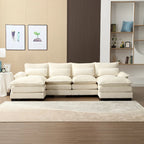 Schnittsofa Cloud Couch für Wohnzimmer, modernes Chenille-/Bouclé-U-förmiges Sofa, bequemes modulares Schlafsofa mit doppelter Recamiere