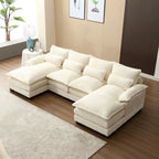 Schnittsofa Cloud Couch für Wohnzimmer, modernes Chenille-/Bouclé-U-förmiges Sofa, bequemes modulares Schlafsofa mit doppelter Recamiere
