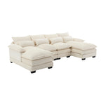 Schnittsofa Cloud Couch für Wohnzimmer, modernes Chenille-/Bouclé-U-förmiges Sofa, bequemes modulares Schlafsofa mit doppelter Recamiere