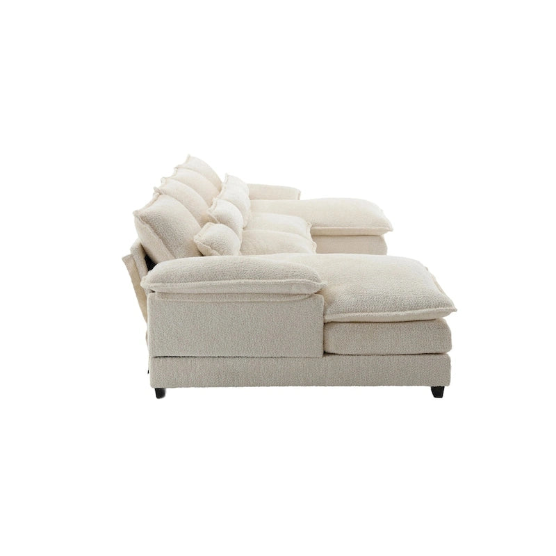 Schnittsofa Cloud Couch für Wohnzimmer, modernes Chenille-/Bouclé-U-förmiges Sofa, bequemes modulares Schlafsofa mit doppelter Recamiere