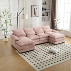 Schnittsofa Cloud Couch für Wohnzimmer, modernes Chenille-/Bouclé-U-förmiges Sofa, bequemes modulares Schlafsofa mit doppelter Recamiere