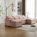 Schnittsofa Cloud Couch für Wohnzimmer, modernes Chenille-/Bouclé-U-förmiges Sofa, bequemes modulares Schlafsofa mit doppelter Recamiere
