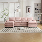 Schnittsofa Cloud Couch für Wohnzimmer, modernes Chenille-/Bouclé-U-förmiges Sofa, bequemes modulares Schlafsofa mit doppelter Recamiere