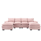 Schnittsofa Cloud Couch für Wohnzimmer, modernes Chenille-/Bouclé-U-förmiges Sofa, bequemes modulares Schlafsofa mit doppelter Recamiere