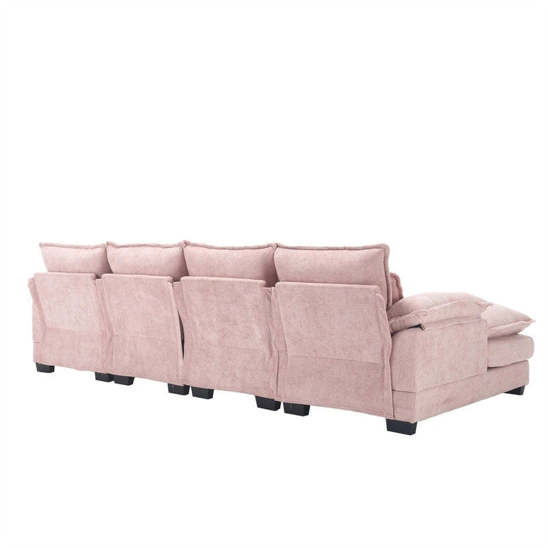 Schnittsofa Cloud Couch für Wohnzimmer, modernes Chenille-/Bouclé-U-förmiges Sofa, bequemes modulares Schlafsofa mit doppelter Recamiere