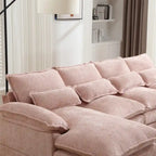 Schnittsofa Cloud Couch für Wohnzimmer, modernes Chenille-/Bouclé-U-förmiges Sofa, bequemes modulares Schlafsofa mit doppelter Recamiere