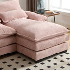 Schnittsofa Cloud Couch für Wohnzimmer, modernes Chenille-/Bouclé-U-förmiges Sofa, bequemes modulares Schlafsofa mit doppelter Recamiere