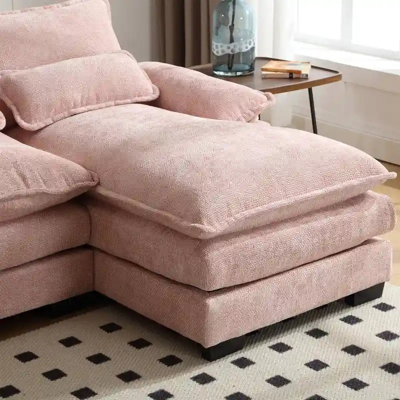 Schnittsofa Cloud Couch für Wohnzimmer, modernes Chenille-/Bouclé-U-förmiges Sofa, bequemes modulares Schlafsofa mit doppelter Recamiere