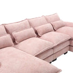 Schnittsofa Cloud Couch für Wohnzimmer, modernes Chenille-/Bouclé-U-förmiges Sofa, bequemes modulares Schlafsofa mit doppelter Recamiere