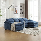 Schnittsofa Cloud Couch für Wohnzimmer, modernes Chenille-/Bouclé-U-förmiges Sofa, bequemes modulares Schlafsofa mit doppelter Recamiere