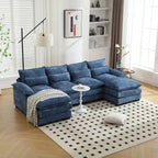 Schnittsofa Cloud Couch für Wohnzimmer, modernes Chenille-/Bouclé-U-förmiges Sofa, bequemes modulares Schlafsofa mit doppelter Recamiere