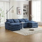 Schnittsofa Cloud Couch für Wohnzimmer, modernes Chenille-/Bouclé-U-förmiges Sofa, bequemes modulares Schlafsofa mit doppelter Recamiere