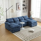 Schnittsofa Cloud Couch für Wohnzimmer, modernes Chenille-/Bouclé-U-förmiges Sofa, bequemes modulares Schlafsofa mit doppelter Recamiere