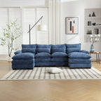 Schnittsofa Cloud Couch für Wohnzimmer, modernes Chenille-/Bouclé-U-förmiges Sofa, bequemes modulares Schlafsofa mit doppelter Recamiere