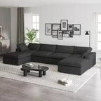 160 Breites Sektionssofa mit Daunenfüllung, U-förmige Couch, 4-Sitzer mit 2 Ottomanen