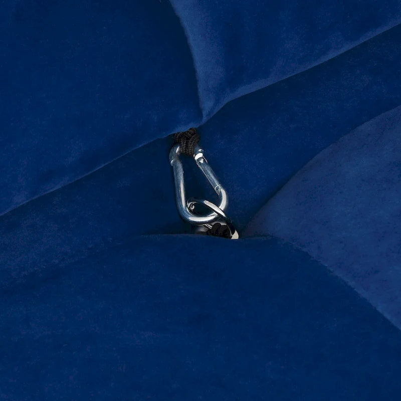 Blaues Samt-Sofa mit Ottomane