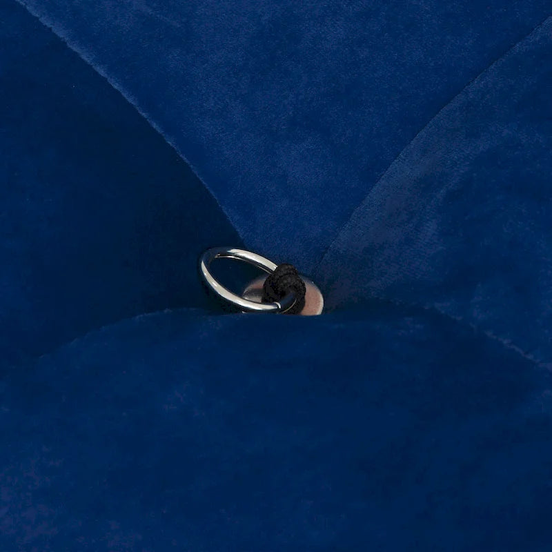 Blaues Samt-Sofa mit Ottomane