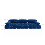 Blaues Samt-Sofa mit Ottomane