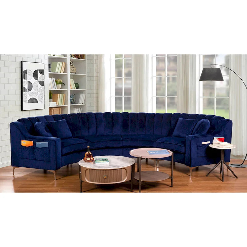 Samt Symmetrisches Modulares U-förmiges Ecksofa - 358 cm breit
