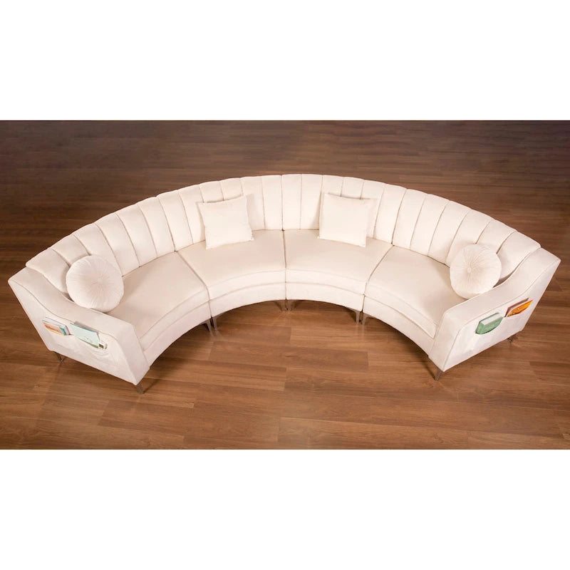 Samt Symmetrisches Modulares U-förmiges Ecksofa - 358 cm breit