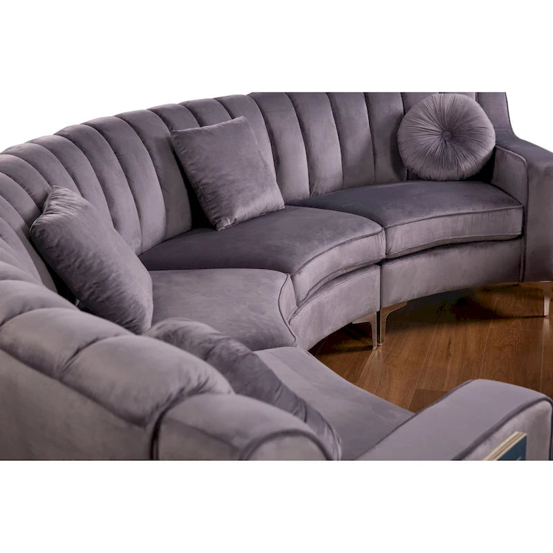 Samt Symmetrisches Modulares U-förmiges Ecksofa - 358 cm breit