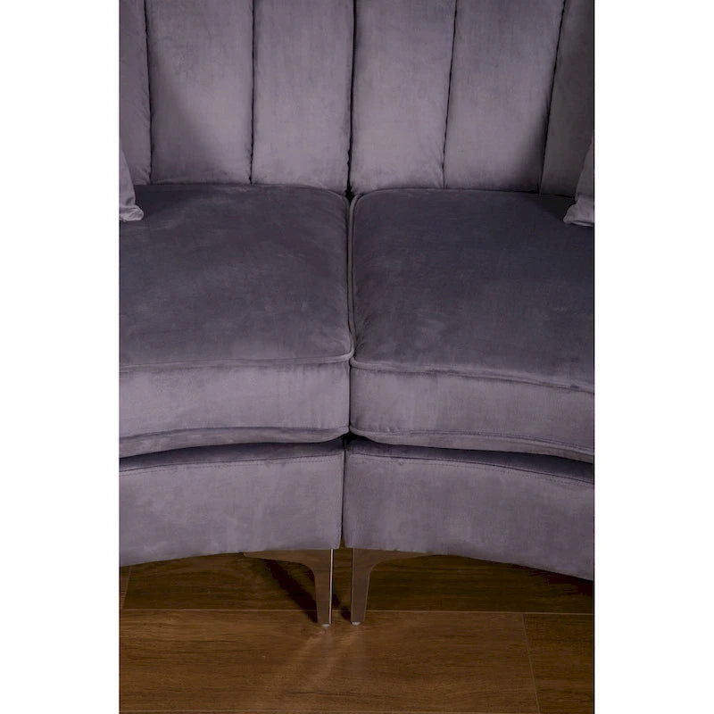 Samt Symmetrisches Modulares U-förmiges Ecksofa - 358 cm breit