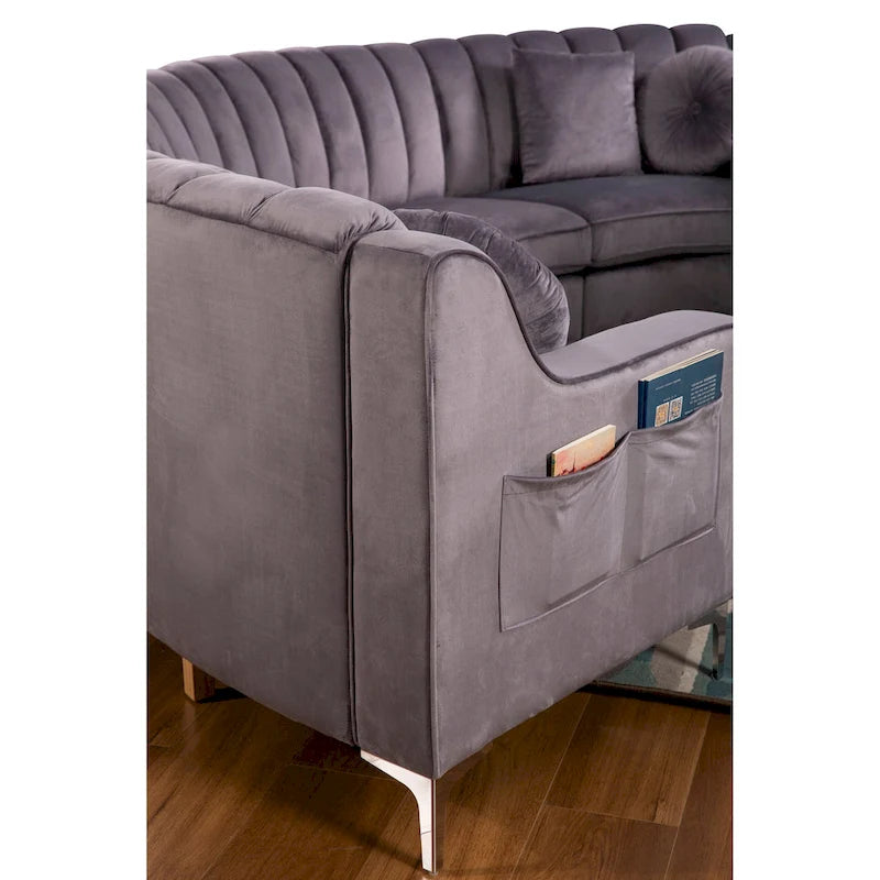 Samt Symmetrisches Modulares U-förmiges Ecksofa - 358 cm breit