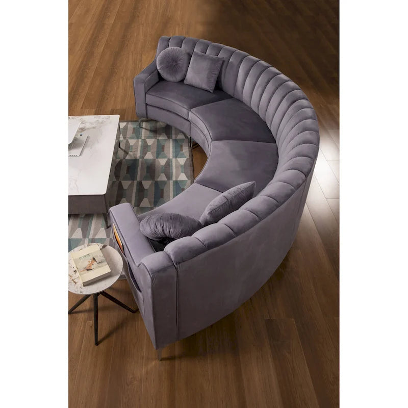 Samt Symmetrisches Modulares U-förmiges Ecksofa - 358 cm breit