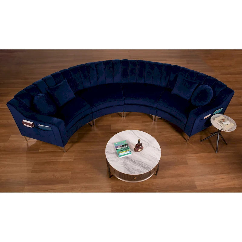 Samt Symmetrisches Modulares U-förmiges Ecksofa - 358 cm breit