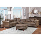 4-teiliges Polster-Ecksofa-Set aus Kunstleder mit Holzfüßen