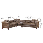 4-teiliges Polster-Ecksofa-Set aus Kunstleder mit Holzfüßen