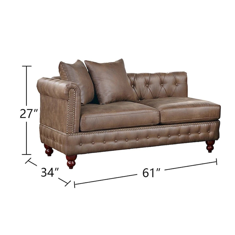 4-teiliges Polster-Ecksofa-Set aus Kunstleder mit Holzfüßen
